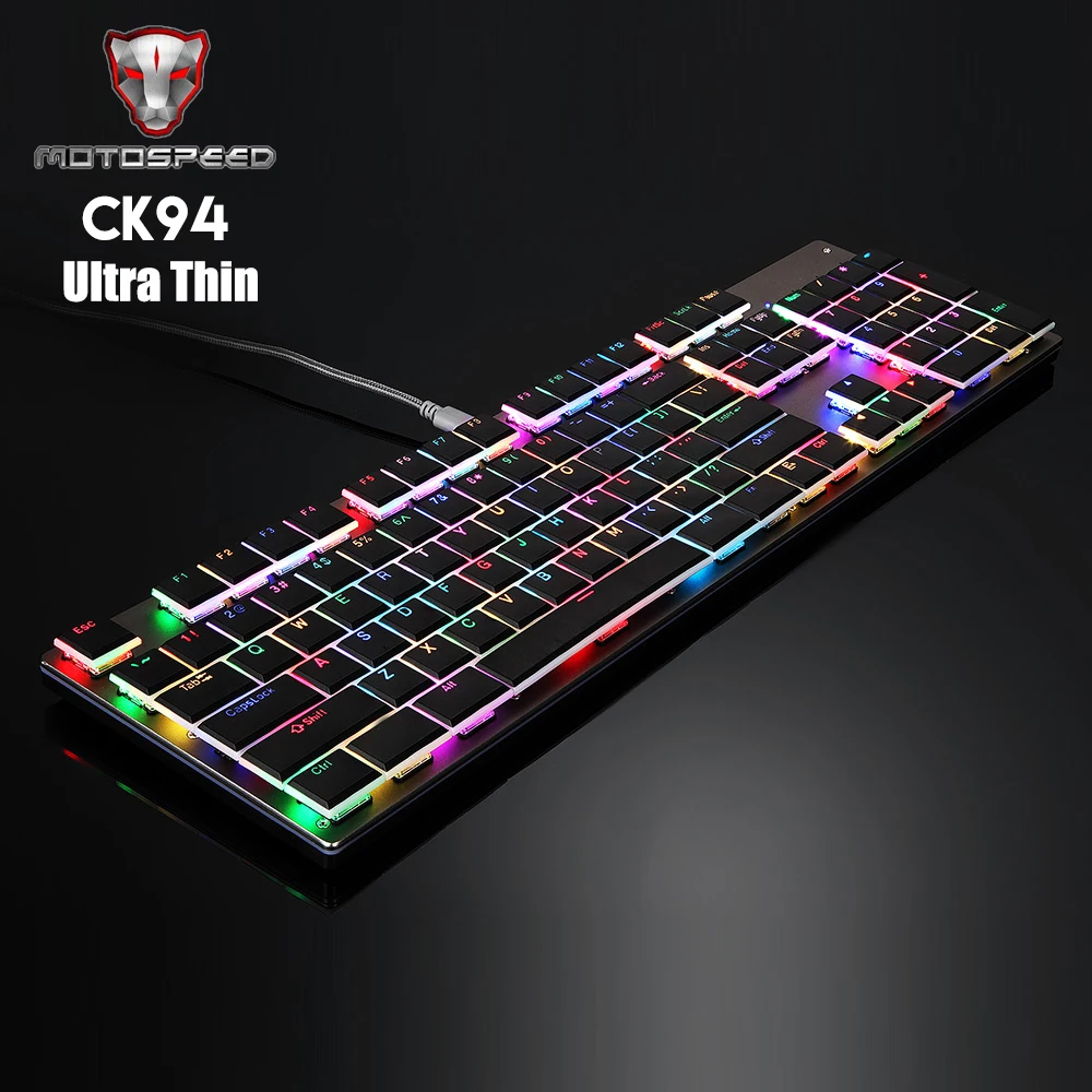 Motospeed CK94 Ultra Slim механическая клавиатура Gaming RGB Подсветка клавиатуры компьютера Kailh