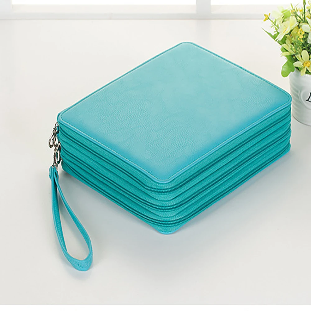 

168 Slots Office Multifunctional School Supplies Pencil Case With Zipper Large Capacity PU Leather Storage Stationery Pen Bag
