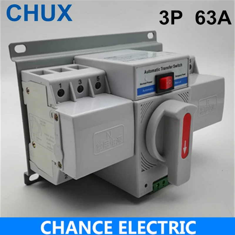 Interruptor de Transferência Automática de Potência Dupla tipo Mcb Conversor de Energia Dupla Ats Automática 3 p 63a 380 v