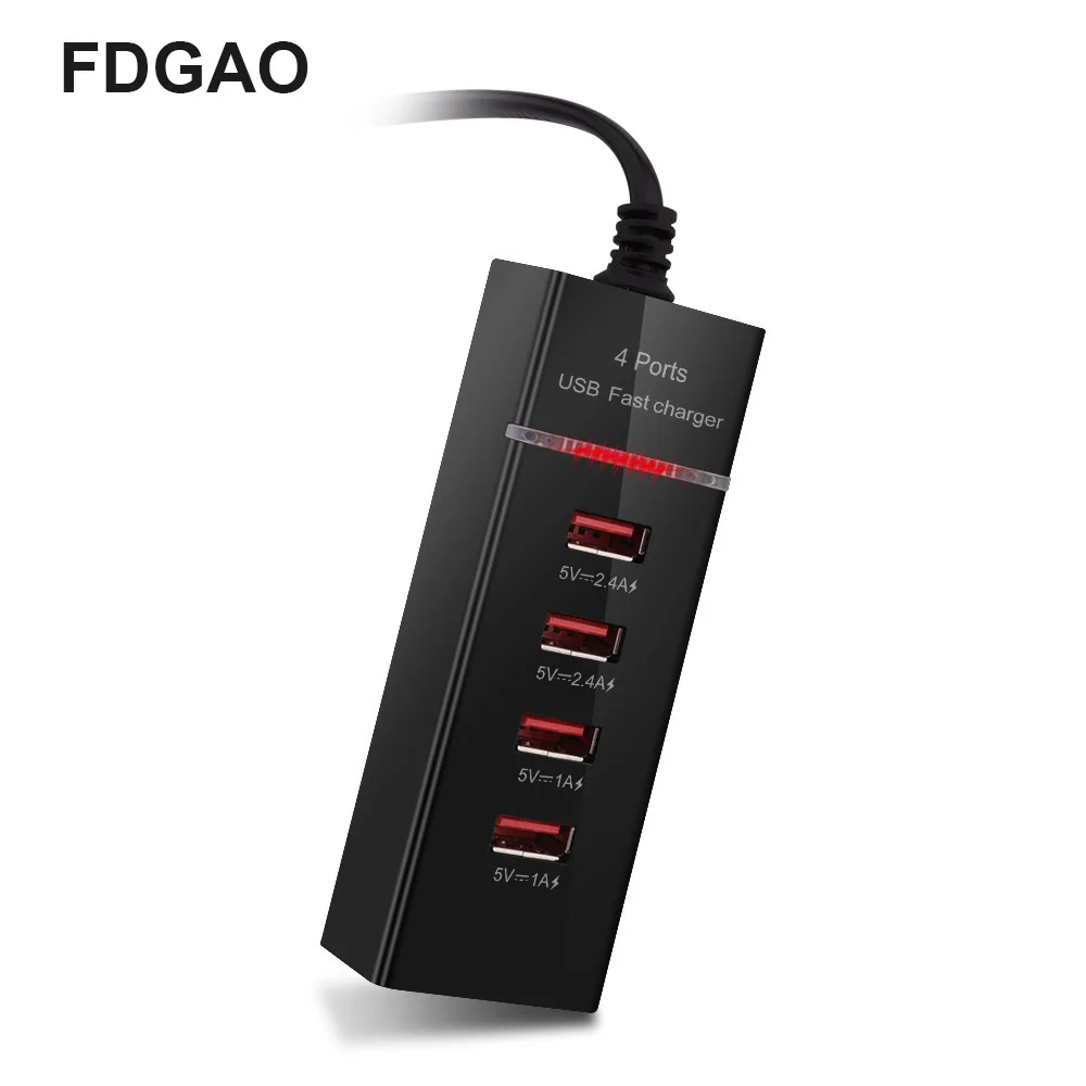 

FDGAO Universal 4USB Travel Mobile Phone Charger Standard 5V 3A Smart Charging Head Smart phone USB EU US charger Adapter