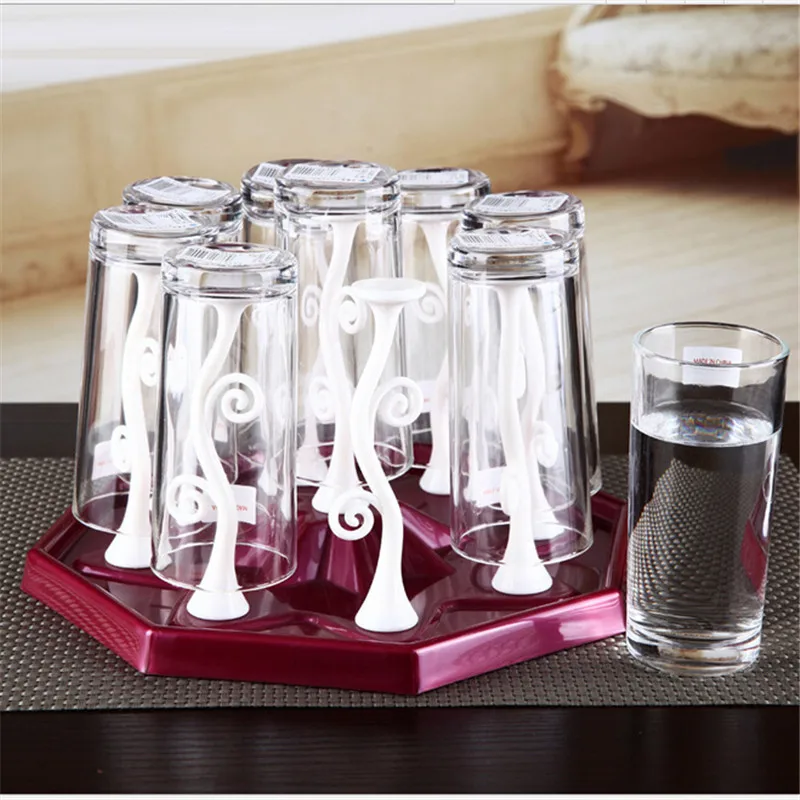 Colorful Plastic Glass Cup Rack Water Mug Draining Drying Organizer