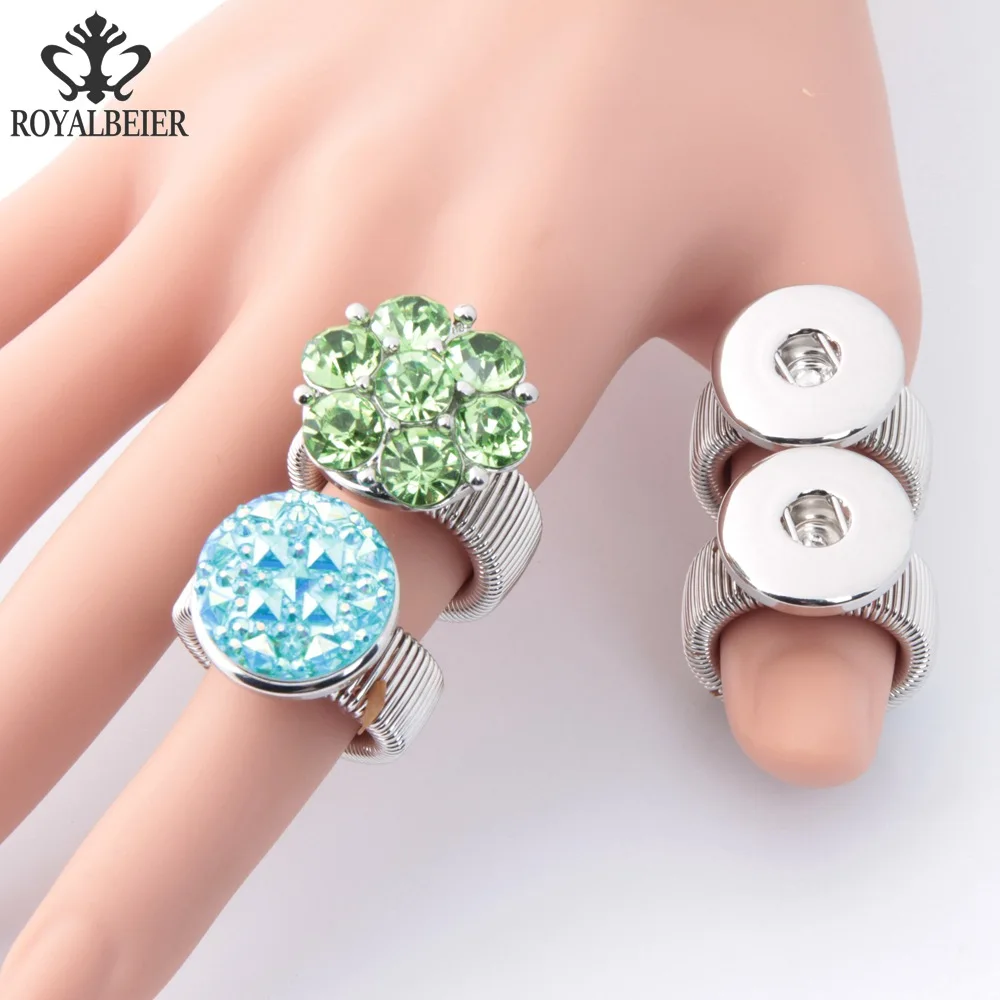 

RoyalBeier Adjustable18mm Snap Button Copper Silver Color Rings Jewelry For Snap Button Charms for Women Ring Trendy Jewelry