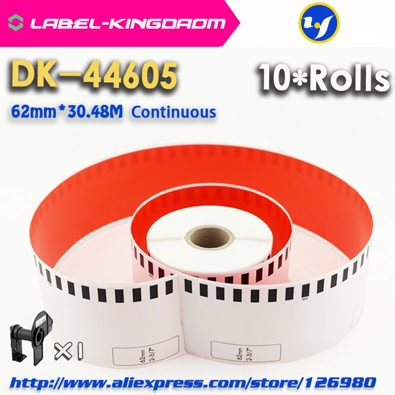 10 совместимых DK-44605 Refill Rolls Red Label 62 мм * 30 48 м Непрерывная Совместимость для