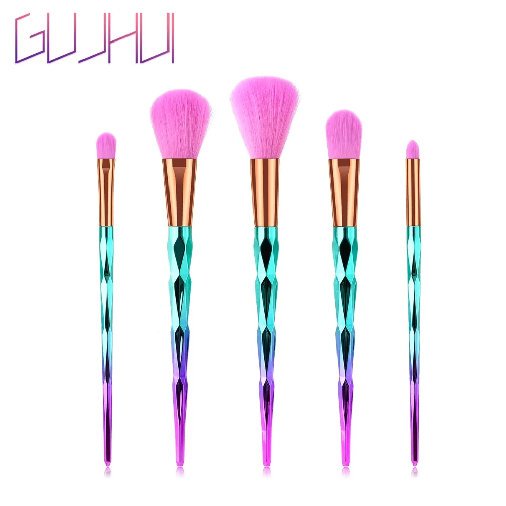

GUJHUI 5pcs Unicorn Brushes Set Mermaid Diamond Colorful Foundation Blending Power Makeup Brush Cosmetic Beauty Tool DFDF
