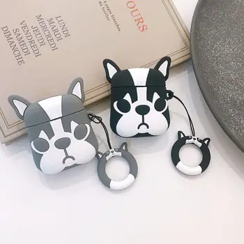 

Fashion Cute Bulldog Soft Silicone Protective Cover Shockproof Case Skin for Airpods 1/2 Charging Box