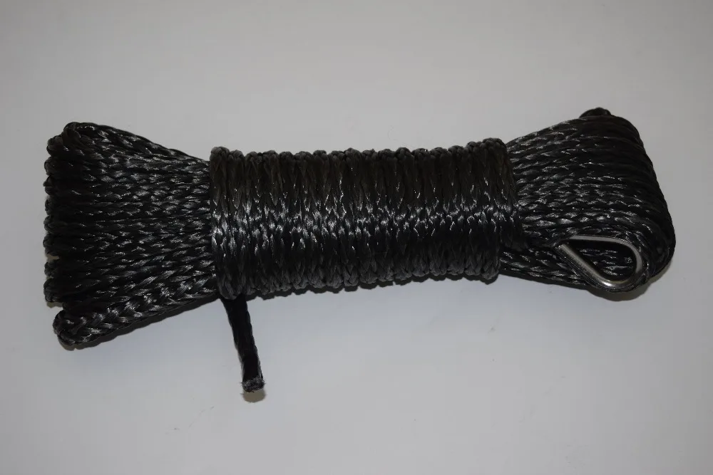 الأسود 6 ملليمتر * 15 متر ATV الاصطناعية حبل رفع ، كيفلر ونش كابل ، البلازما حبل ، أتف ونش, ونش كابل