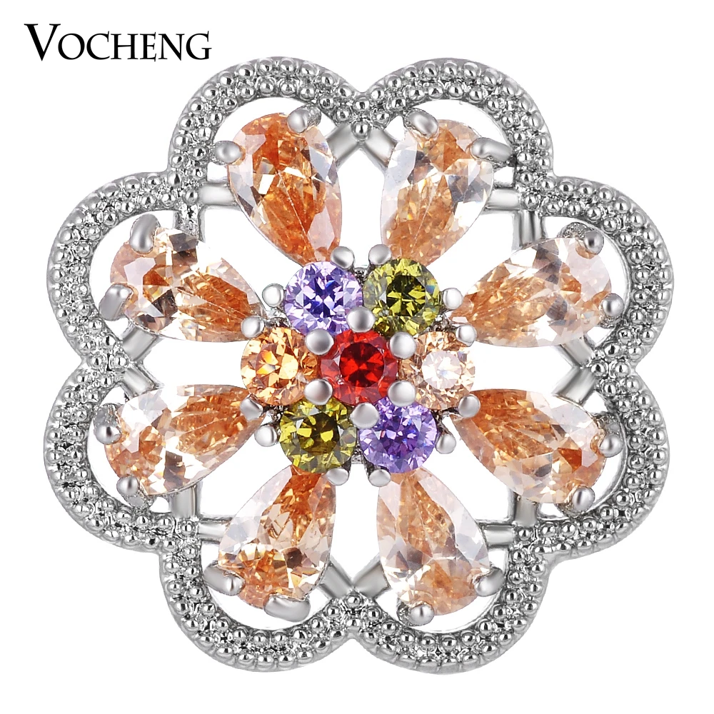 

Vocheng Ginger Snap Jewelry CZ Stone 18mm 4 Colors Copper Material Flower Vn-1404