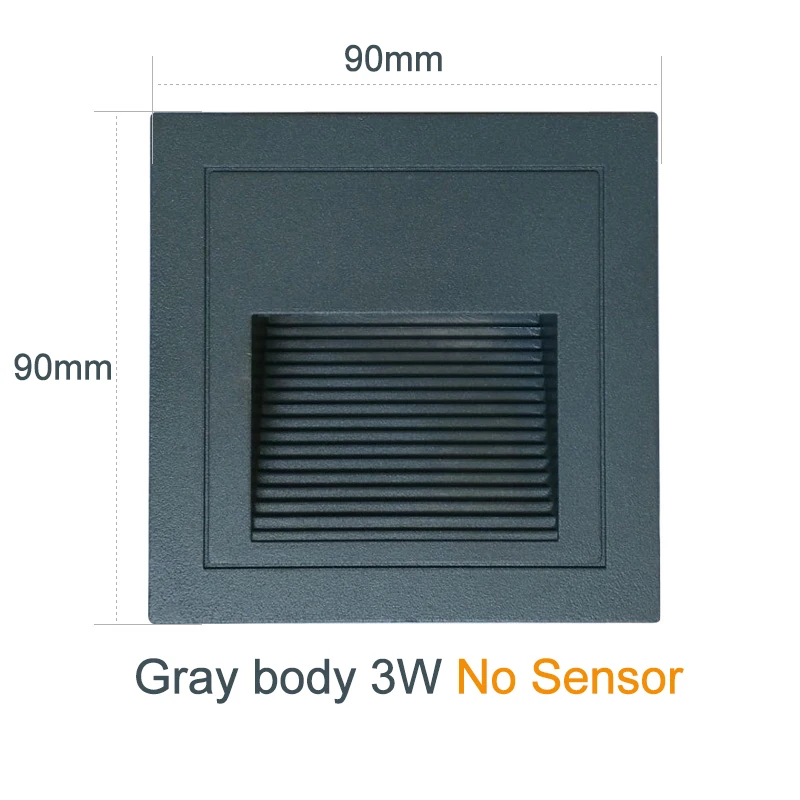 3 Вт Светодиодный светильник для лестницы со встроенной коробкой алюминиевый ступенчатый светильник s PIR датчик движения наружный светодиодный настенный светильник водонепроницаемый IP65 ZBW0005 - Испускаемый цвет: Gray-No Sensor