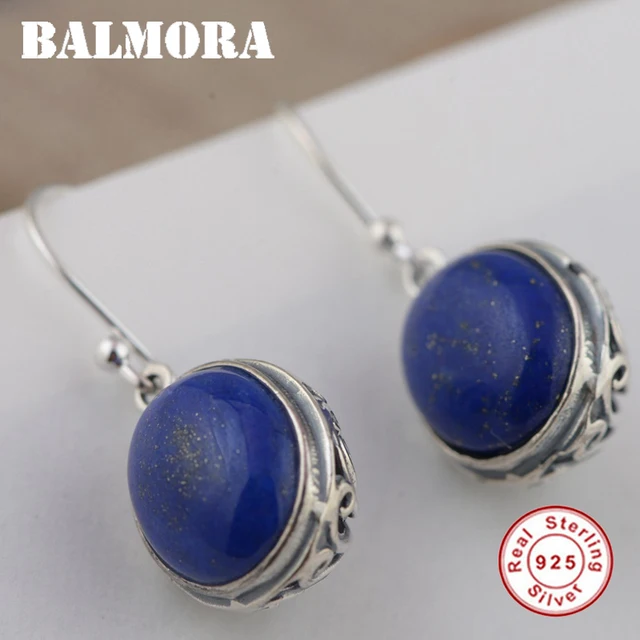 Balmora 925 Sterling Silver Lapis Lazuli Drop Earrings For Women Balmora 925 Sterling Silver Lapis Lazuli Drop Earrings For Women Gift Retro Fashion Jewelry