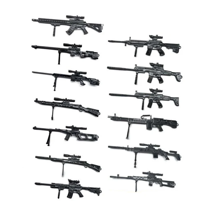  24pcs/set 4D Assembly Gun Imitates True 1/6 PUBG Mobile Level 3 Backpack Student Boy Toys