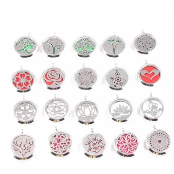 

Mix Style 30mm Magnet Aromatherapy Essential Oil Locket Pendant 316 Stainless Steel Perfume Diffuser Locket Necklace 5Pcs/lot