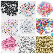 Много видов 6 мм 100 шт бусины в форме букв алфавита акриловые бусины для изготовления ювелирных изделий для женщин и детей DIY браслет ожерелье Фурнитура