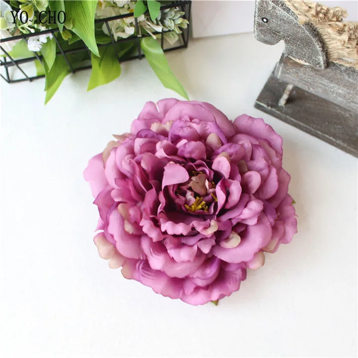Artificial Peony Flower Head Silk Rose Wedding Wreaths White Pink Blue Fake Flowers Big Flower Heads (17)_