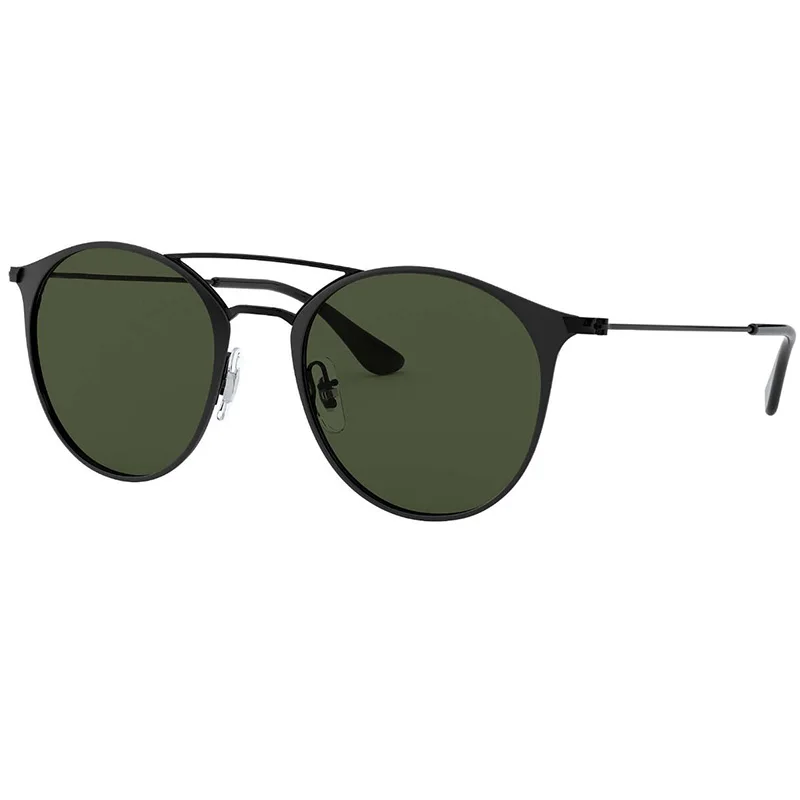 3546 Круглые Солнцезащитные очки для мужчин и женщин 49 мм стеклянные линзы зеркальные Круглые двойные мостки oculos de sol Gafas UV400 - Цвет линз: black