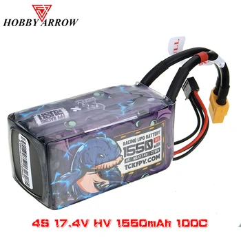 

Rush&TCK 4S 17.4V HV 1550mAh 100C 27WH Lipo Battery XT60 Plug for RC FPV Racing Drone Produced By ACG 75x37x39mm 195g