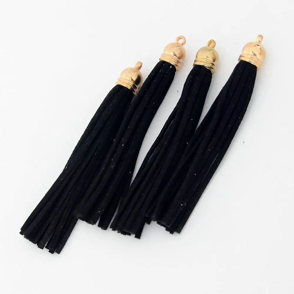 10 PCS 85MM Length Suede Black Velvet Leather Tassel Charms For Jewelry Handmade Keychain Straps Purses Backpacks Jewelry Charms