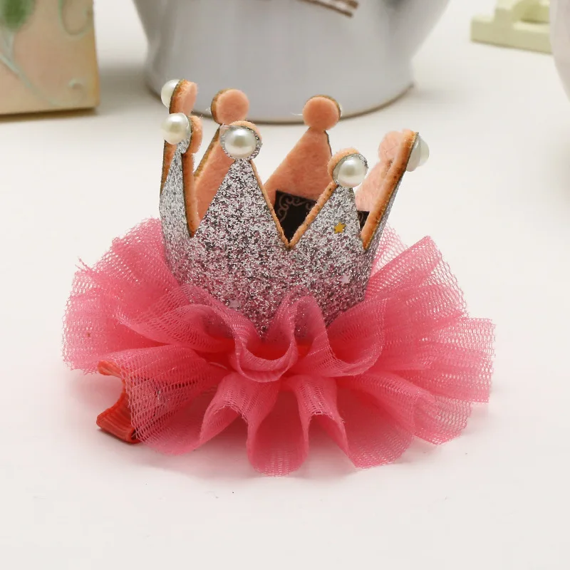 Dog Cat Pet Hair Clip Hairoins Cute Lace Princess Crown Wedding Birthday Party Photography Decoration Pet Supplies Gift