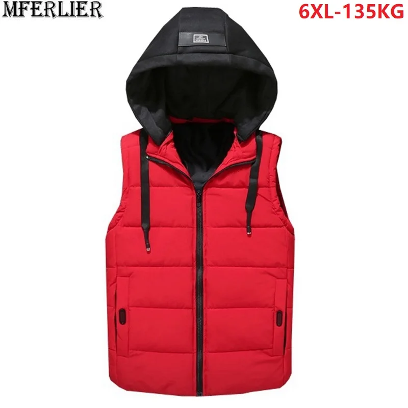 MFERLIER Vests for Men hooded sportwear thick plus large size big 5XL