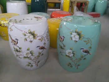 

Flower and bird Porcelain stool Jindezhen bathroom dressing ceramic garden stool Chinese ceramic drum stool garden stool ceramic