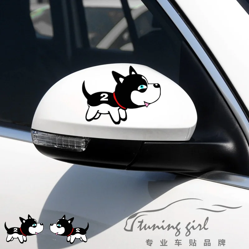 

2PCS Car Stickers Bulldog Dog Cute Lovely Cartoon Reflective For Rearview Mirrors Windshield Trunk Bumper Motorcycle C40