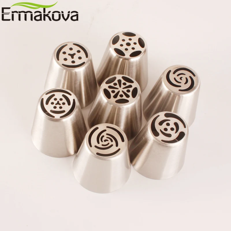 ERMAKOVA Large Size Stainless Steel Pastry Nozzle Cupcake Cake Decorating Tip Kits Russian Baking Pastry Bag Piping Tips Tool images - 6