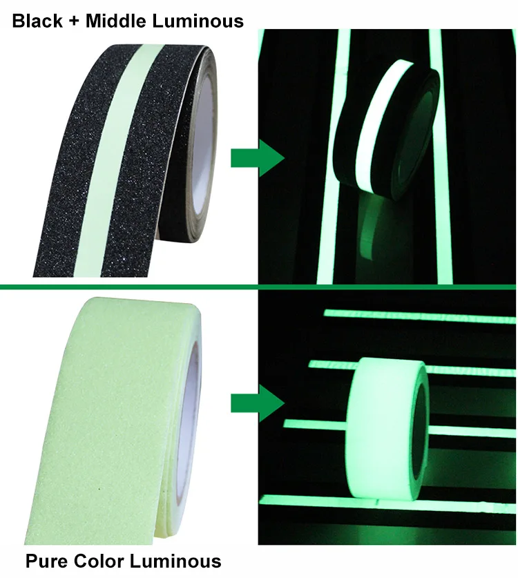 2 rolls 5cm5M Warning Tape PVC Luminous Anti-slip Safety Tape Self-adhesive Night Vision Glow In Dark Security Home Decoration (999)