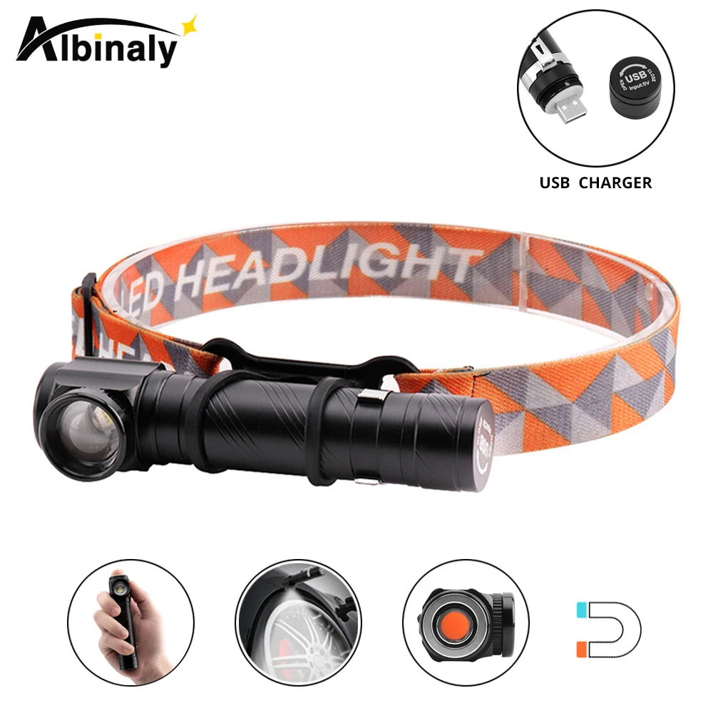 

Multi-function rechargeable LED headlamp led flashlight CREE XML-T6 4000LM headlight Can be used as a flashlight and work light