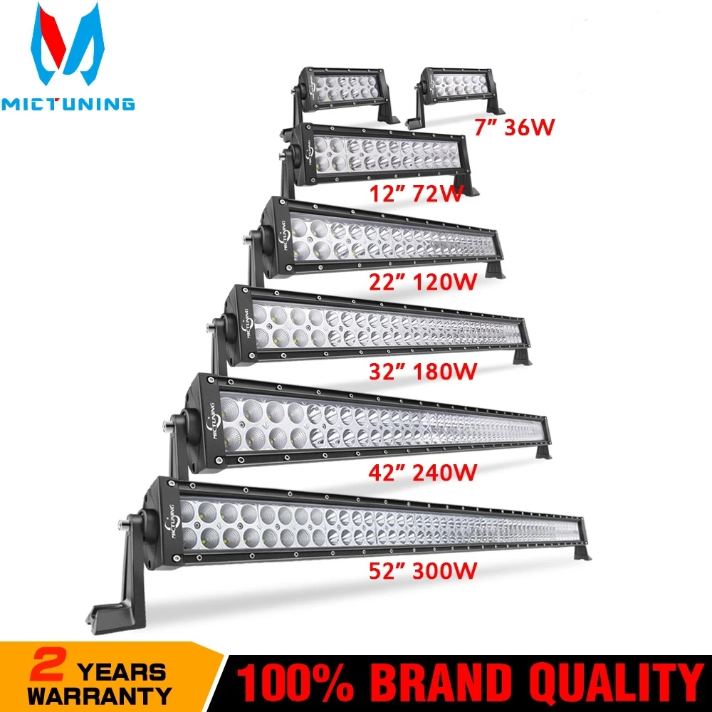 

7" 12"22"32"42"52" inch dual row straight led work light bar 36W 72W 120W 180W 240W 300W offroad led light bar combo 4x4 SUV ATV