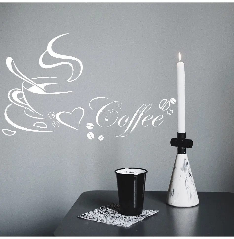Кофейная чашка сердце виниловые цитаты наклейки на стену Ресторан Кухня Съемный DIY домашний декор художественные обои
