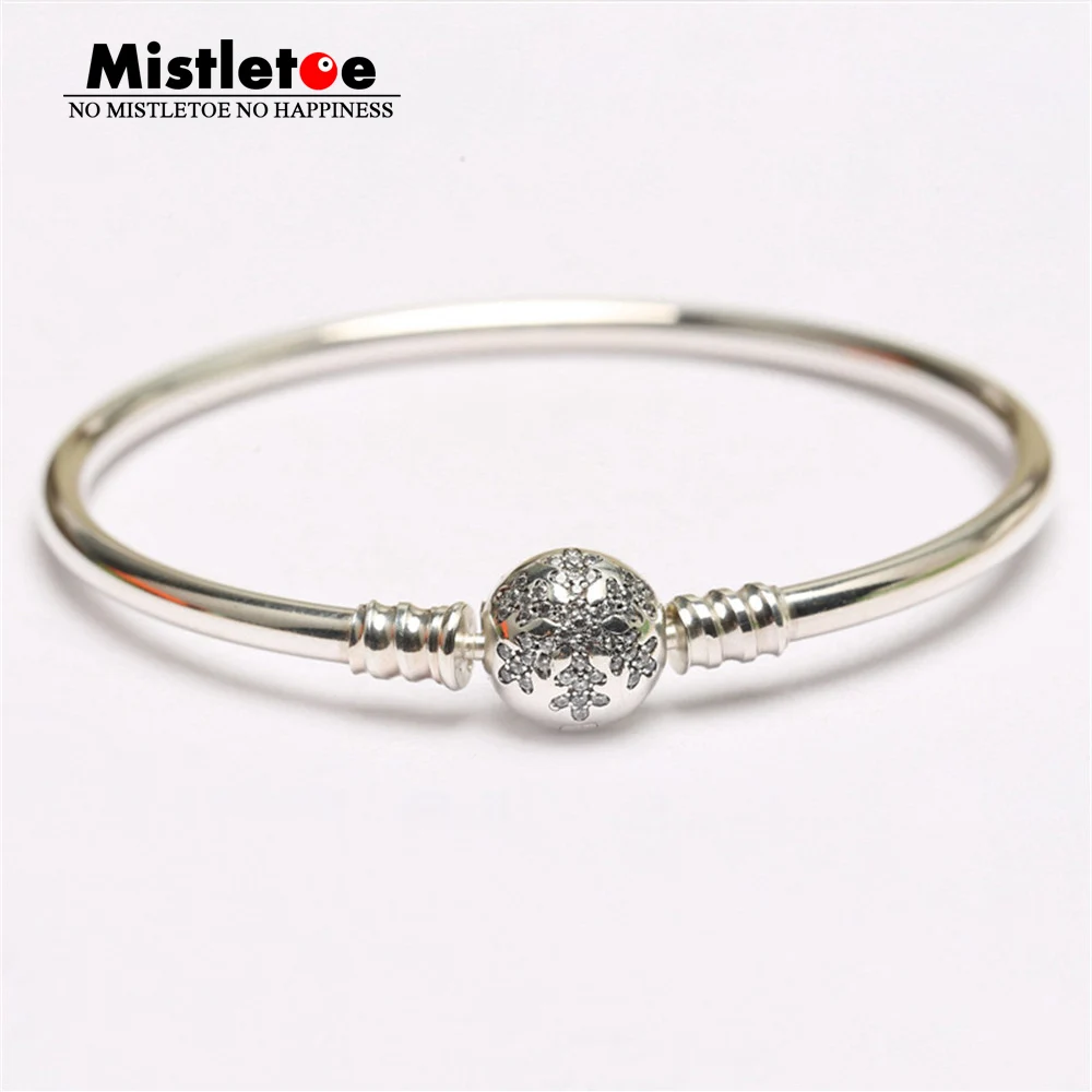 

Authentic 925 Sterling Silver Snowflake Bangle Bracelet Fit European Jewelry
