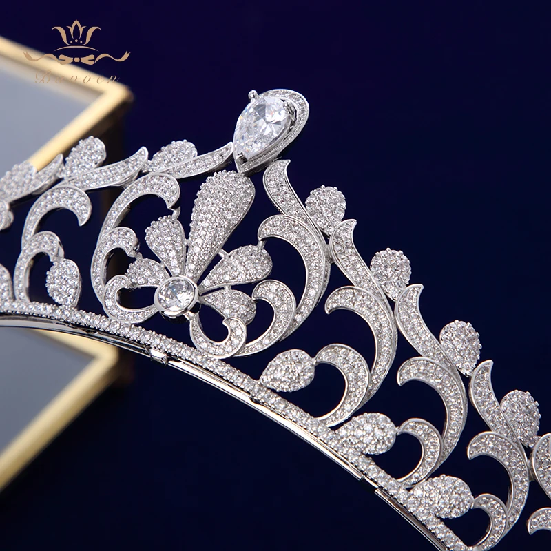 Заколки для волос Bavoen элегантные прозрачные с цирконием|wedding hair accessories|crown tiarahairband