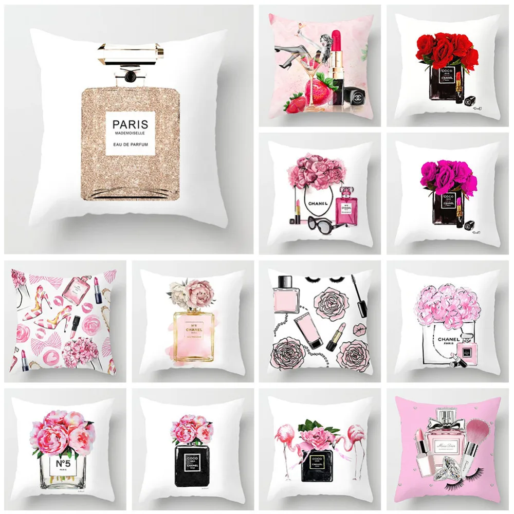 

New Printed Flower Pillow Case Cover Square 45cm*45cm Polyester Pillowcase Seat Cushion Case Cover Home Sofa Bedroom Decorative