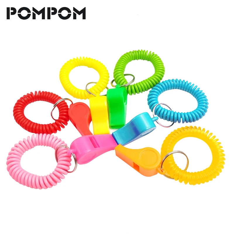 

Fashion Elastic plastic spring keychain for Whistles Colorful Spring Coil Stretch Wristband Keychain Spiral Lanyard llavero