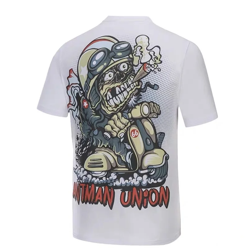 

Off-Road Motorcycle Tour T-shirt Men 100% Cotton Zombie Print Motorcycle Riding Travel Tee Sports Casual Fashion Moto T-Shirt