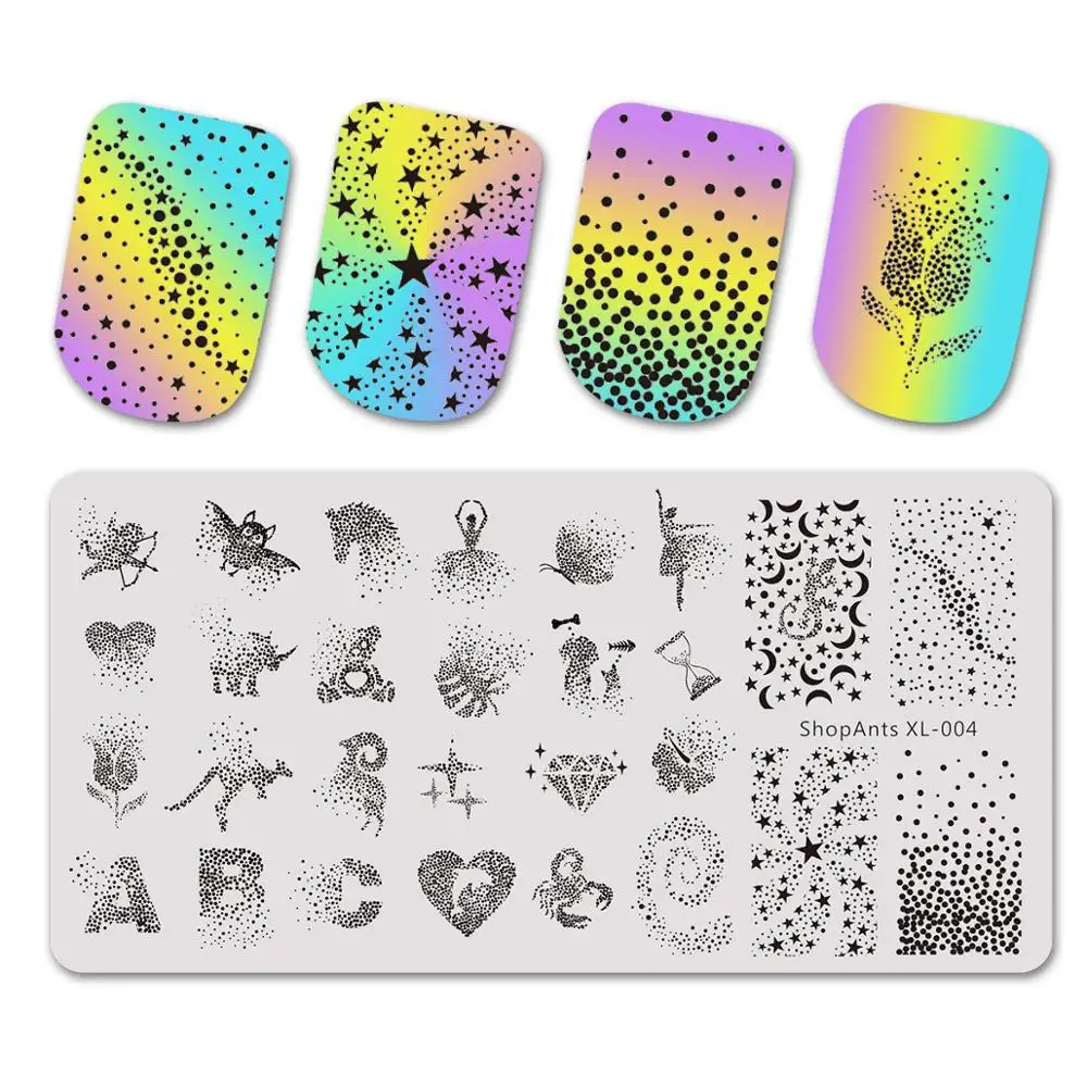 

6*12cm Nail Stamping Plates Stencil ABC Dot Rose Heart Fantasy Starts Diamond Image Templates Nail Art Stamping Plate