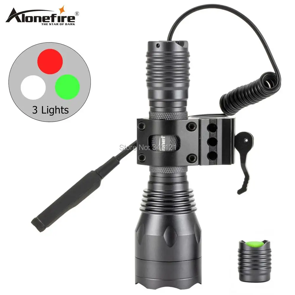 AloneFire C10 светодиодный фонарь красный/зеленый/белый тактический фонарь факельный пистолет прицела крепление дистанционного давления переключатель