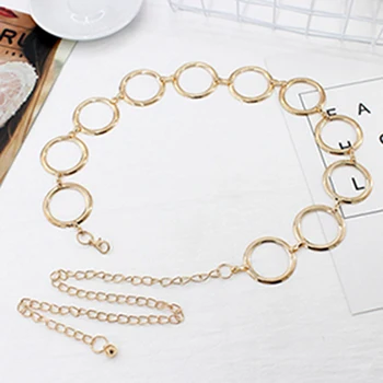 

2019 Fashion Girls Metal Waist Chain Gold Plated Belt Decoration Belt for Dresses Women Circle Metal String Designer Belts