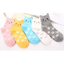 Модные носки с героями мультфильмов хлопковые носки с маленькими ушками и котом милые короткие носки повседневные носки-трубы для женщин и девочек