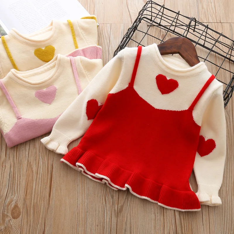 

Christmas Baby Girls Sweater Autumn winter baby girls Love Heart Knitted pullover sweet Plus velvet clothing