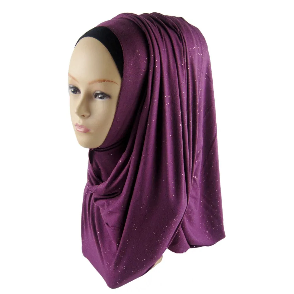 Scarves Glitter Paisley border side Pearl Shimmer Hijab Printed Scarf Abaya Wrap
