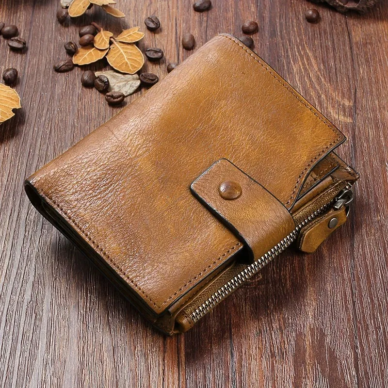 Винтажный дизайнерский мужской кошелек унисекс из натуральной кожи, Короткий Мужской кошелек с застежкой, мужской бумажник из натуральной коровьей кожи, Женский кошелек для мужчин