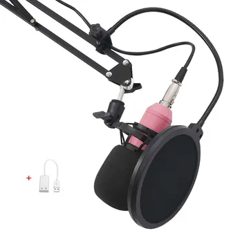 

Professional Condenser Audio 3.5mm Wired BM800 Studio Microphone Vocal Recording KTV Karaoke Microphone Mic W/Stand For Computer