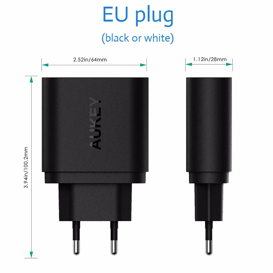 AUKEY 2 Порты быстрая Зарядное устройство 2,0 USB Smart стены заряда Адаптивная США ЕС штекер с 2 Micro USB кабель для передачи данных для sony LG iPhone Xiaomi - Plug Type: EU