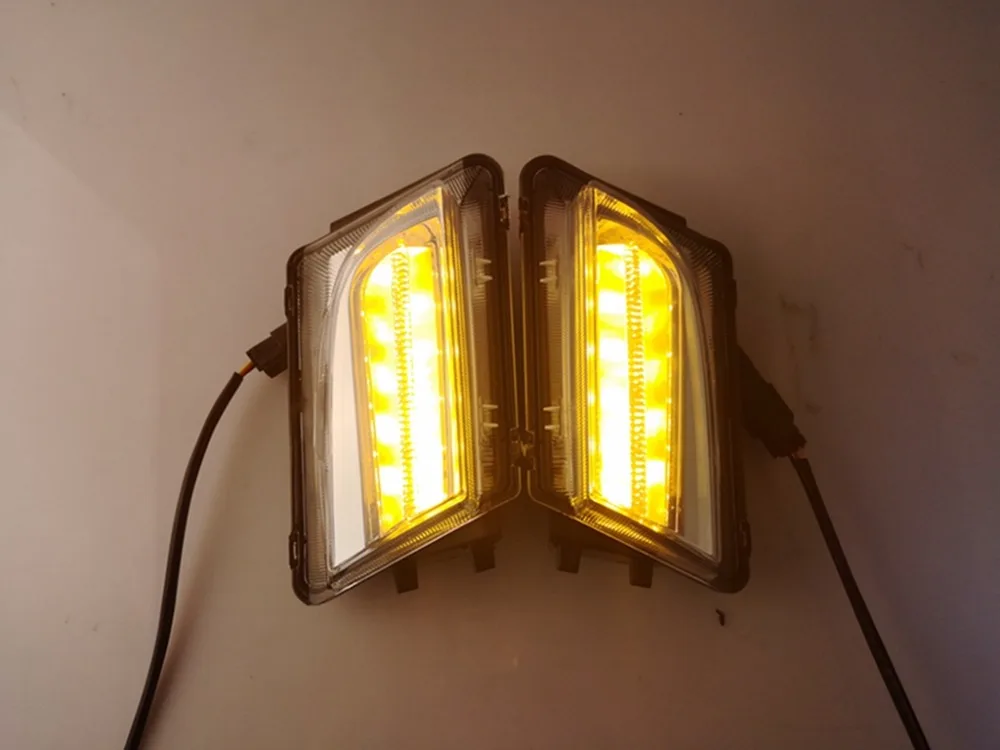 RQXR led drl дневного света для Cadillac ATSI 2014 2019 с динамическим движущимся желтым