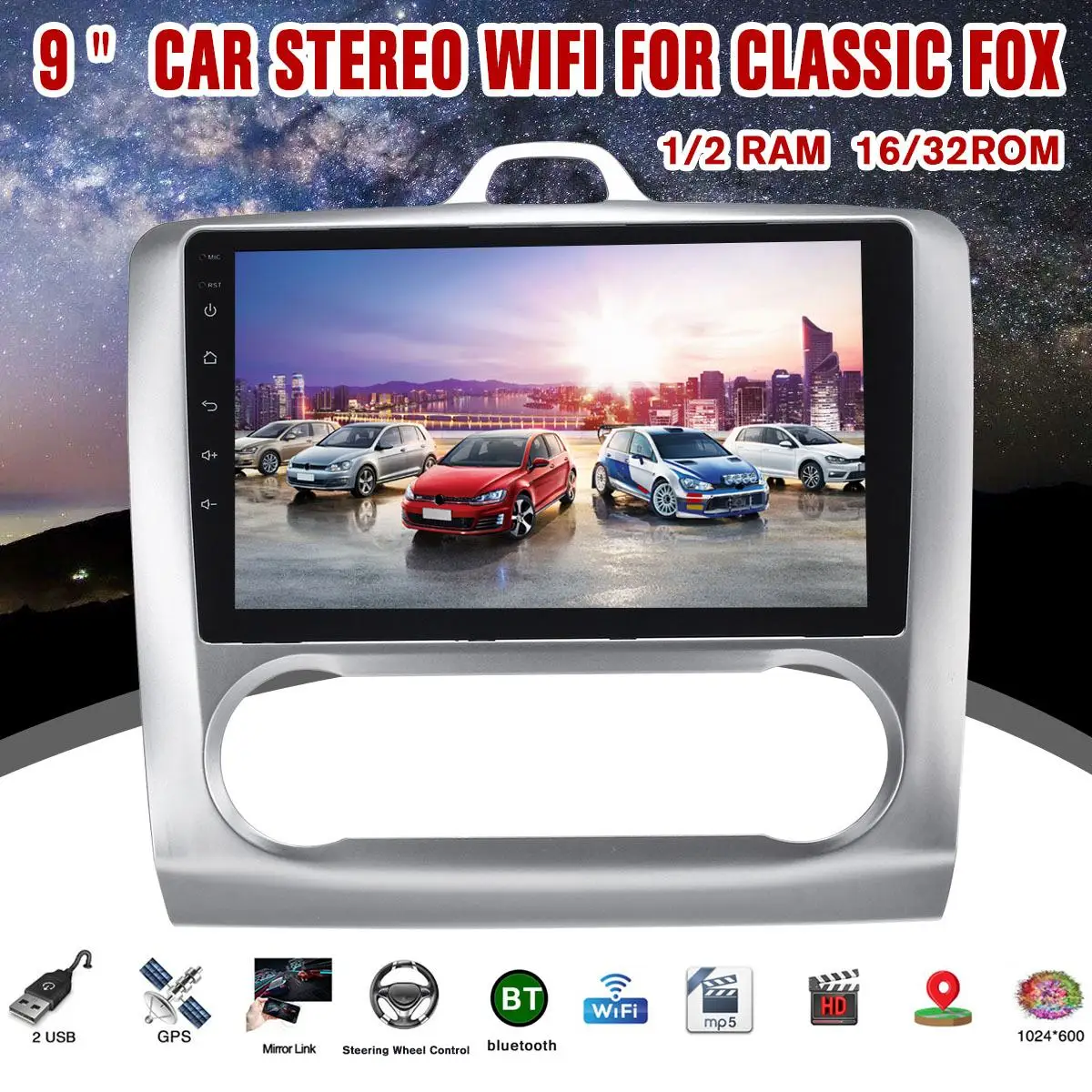 Perfect NEW 2 DIN 9 Inch Android 8.1 GPS Navigation Touchscreen Quad-core Car Radio For 2004 2005 2006-2011 FOR  Exi AT 3