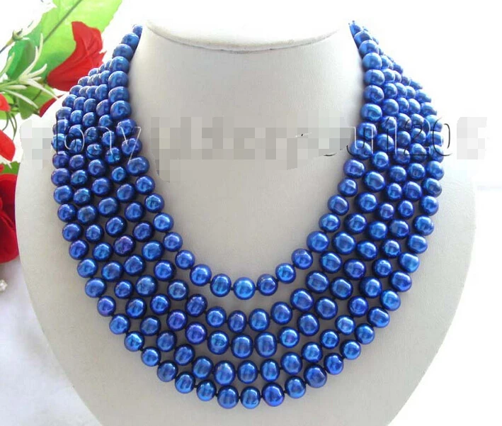 

DC557 R86 >>>>>Longest 100" Genueine Natural 9mm Blue Pearl Necklace!