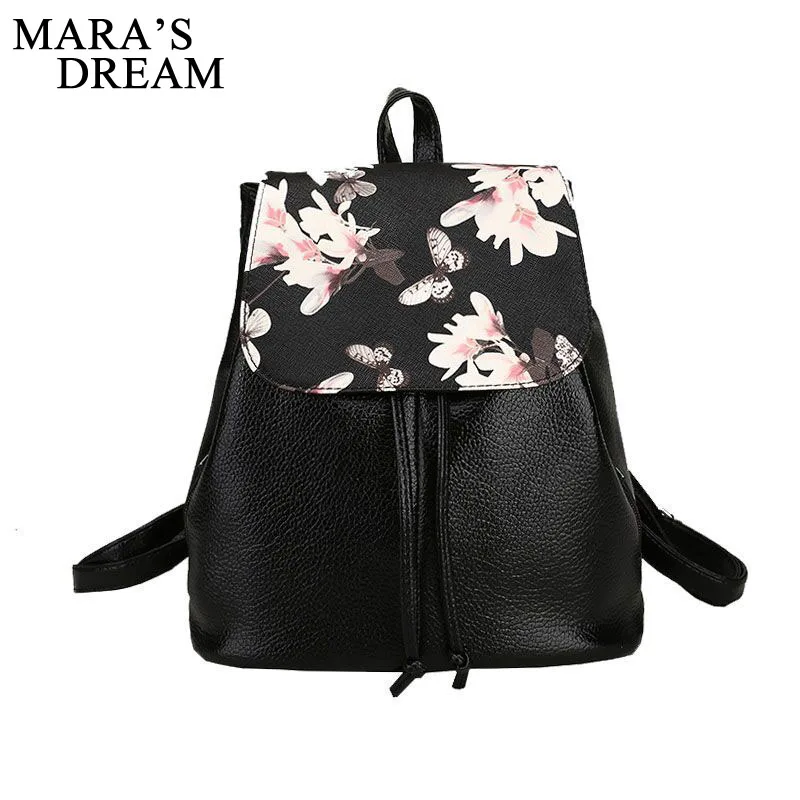 Mara's Dream женский рюкзак из искусственной кожи Mochila, женские черные школьные сумки с цветочным принтом, рюкзаки для девочек, женский рюкзак