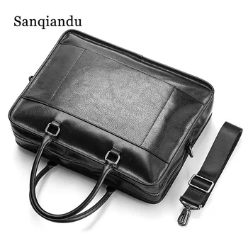 

2020 Designer Cowhide Male Commercial Briefcase Genuine Leather Men's Laptop Messenger Bag Casual Travel Bags Male Business bag