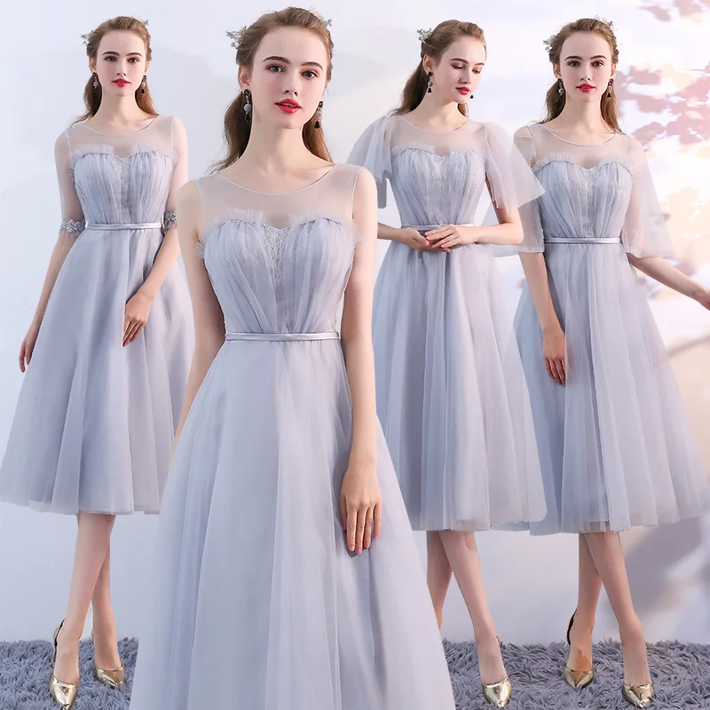 

Lace dress beach dresses summer 2018 korean style women midi chiffon dress beautiful elegant clothes silver grey boho bohemian