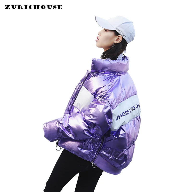 

Fashion Shiny Down Jacket Women High Quality Cloak Type Short Puffer Jacket Female Parkas 2019 New Arrival Womens Winter Coat